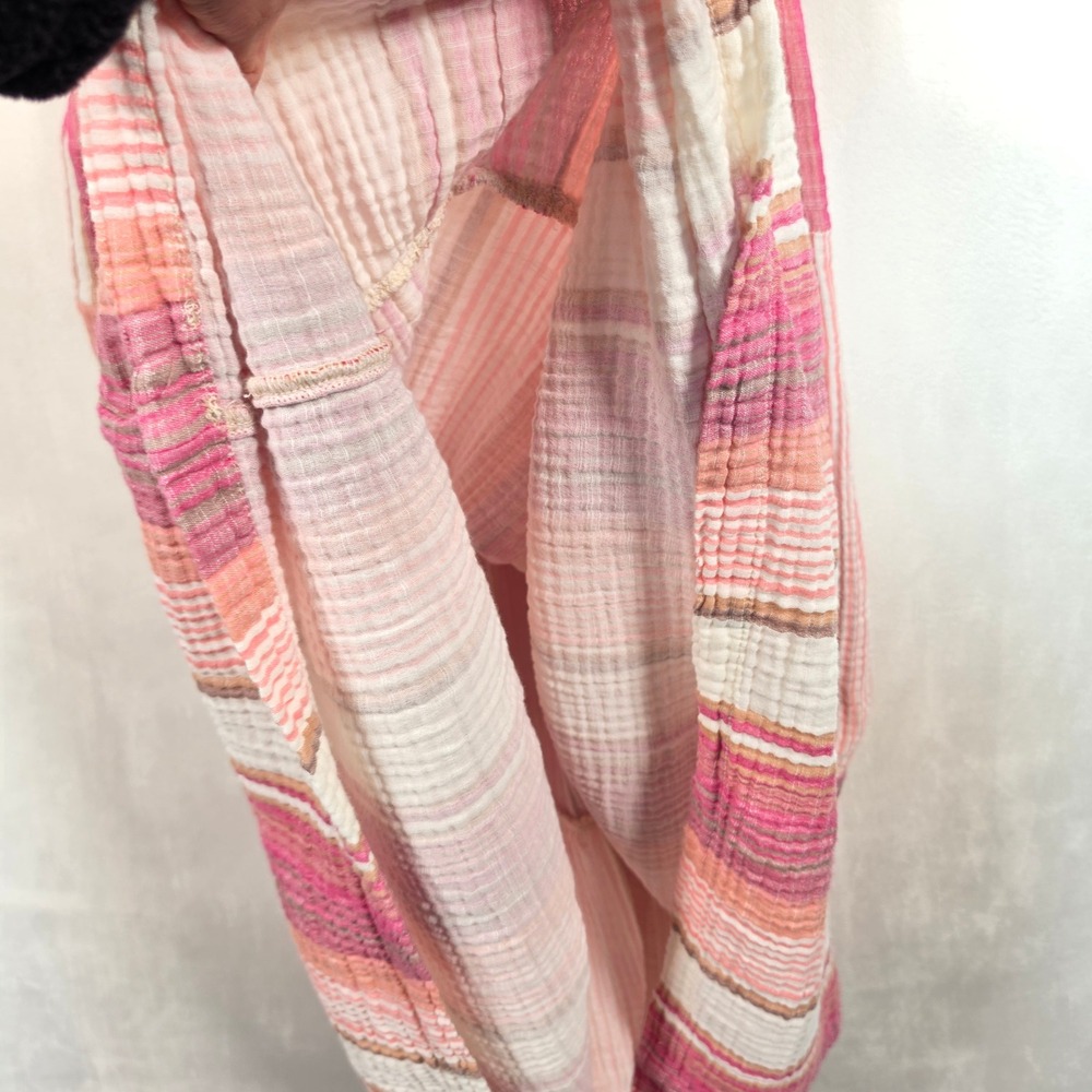 Faherty Sarah Tiered Maxi Dress Womens M Pink Coastal Boho Festival Oia Stripe - Picture 15 of 16